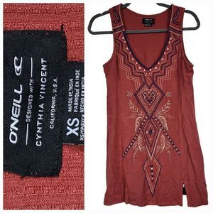 O'Neill + Cynthia Vincent Sunlit Dress Juniors Sleeveless Tribal Embroidered XS